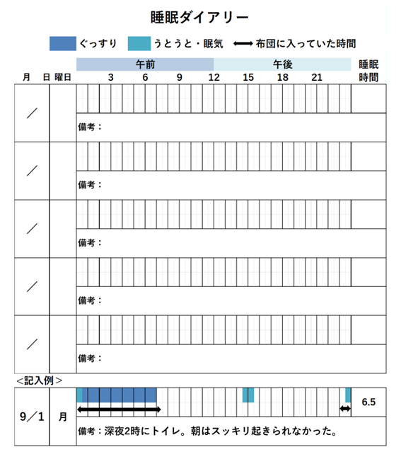 睡眠ダイアリー