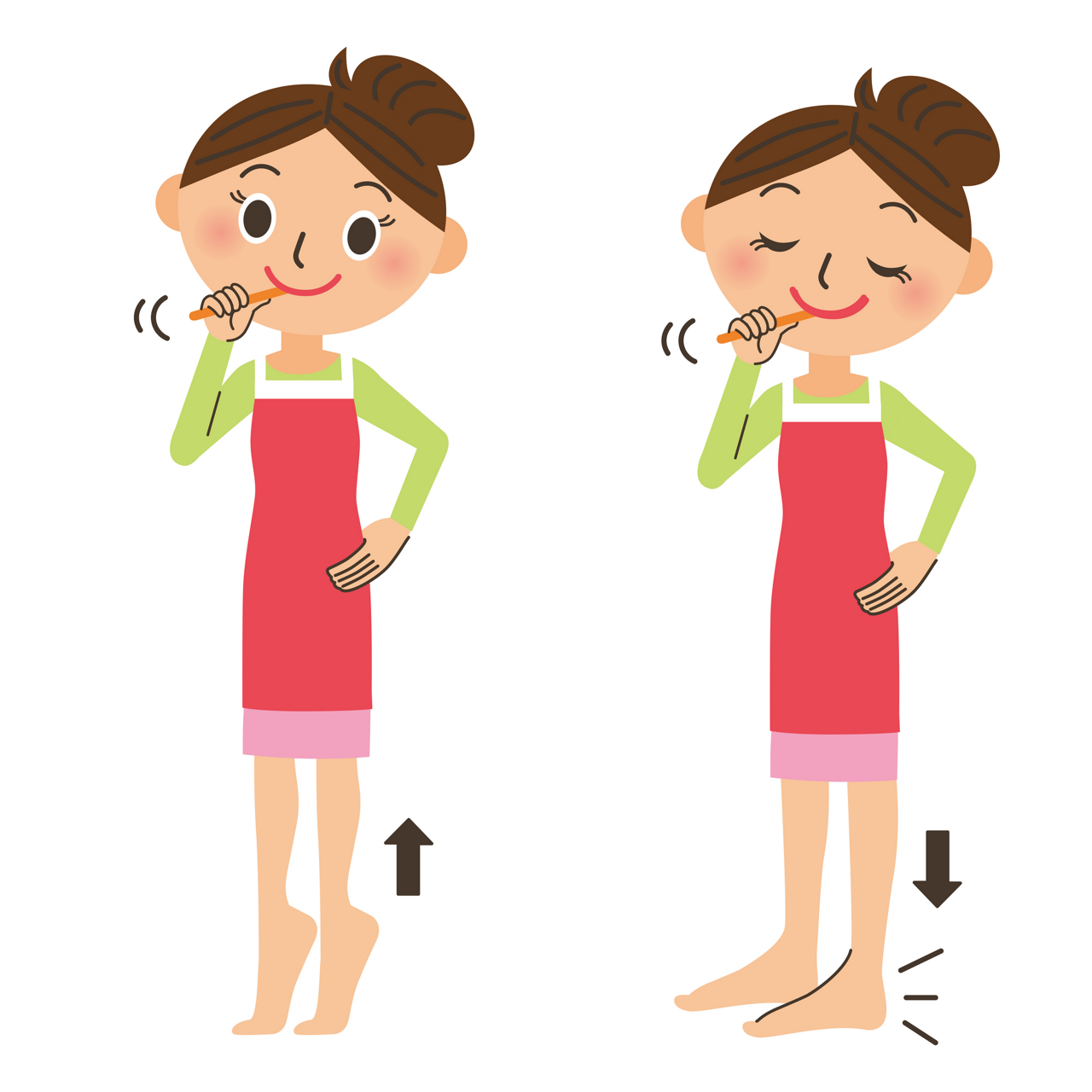 歯磨きしながらかかと上げ運動のイメージ画像