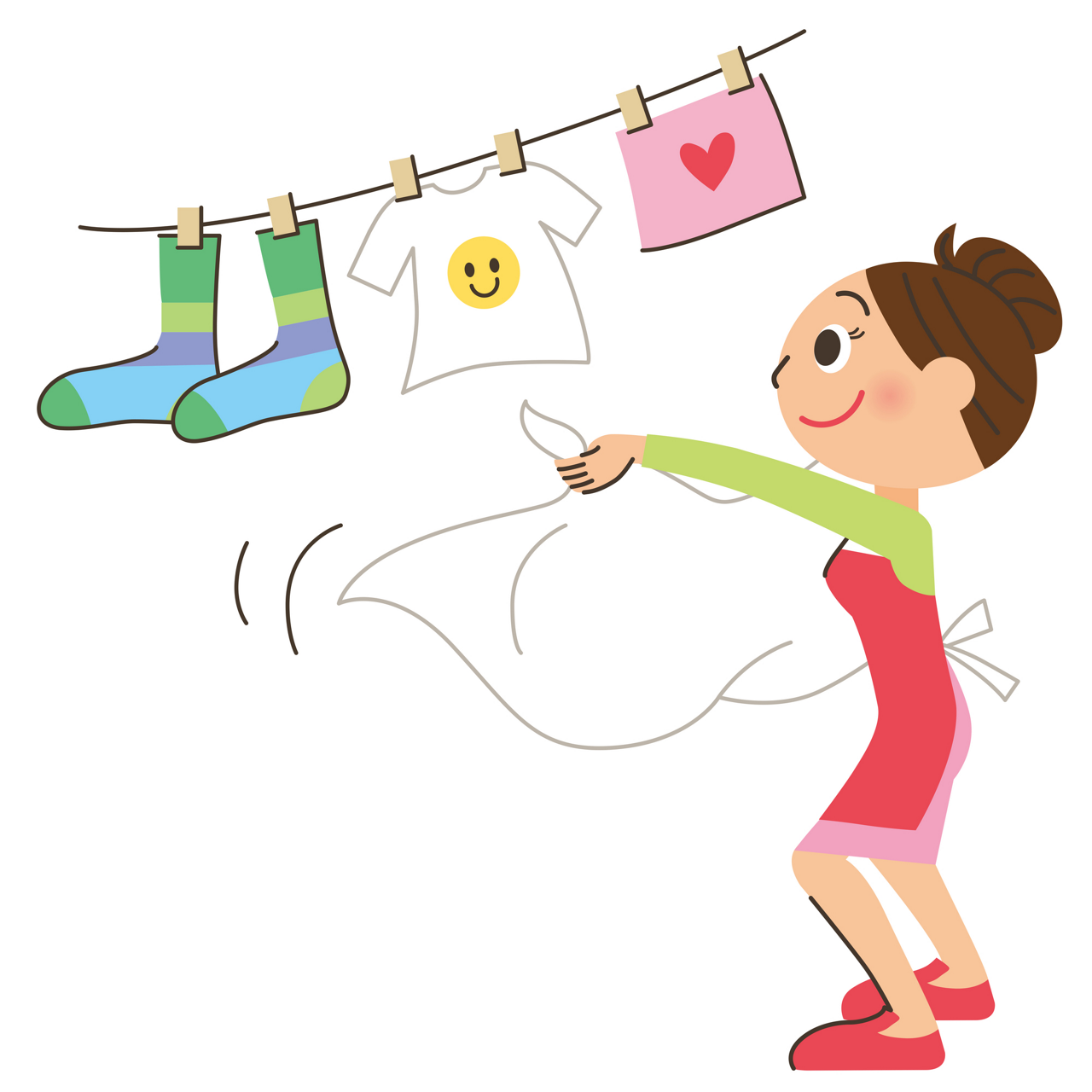 洗濯物を干しながらスクワットのイメージ画像