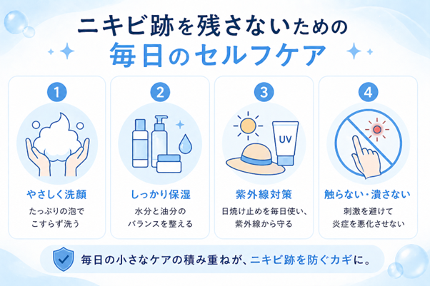 ニキビ跡を残さないための毎日のセルフケア