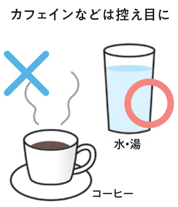 カフェインなどは控えめに