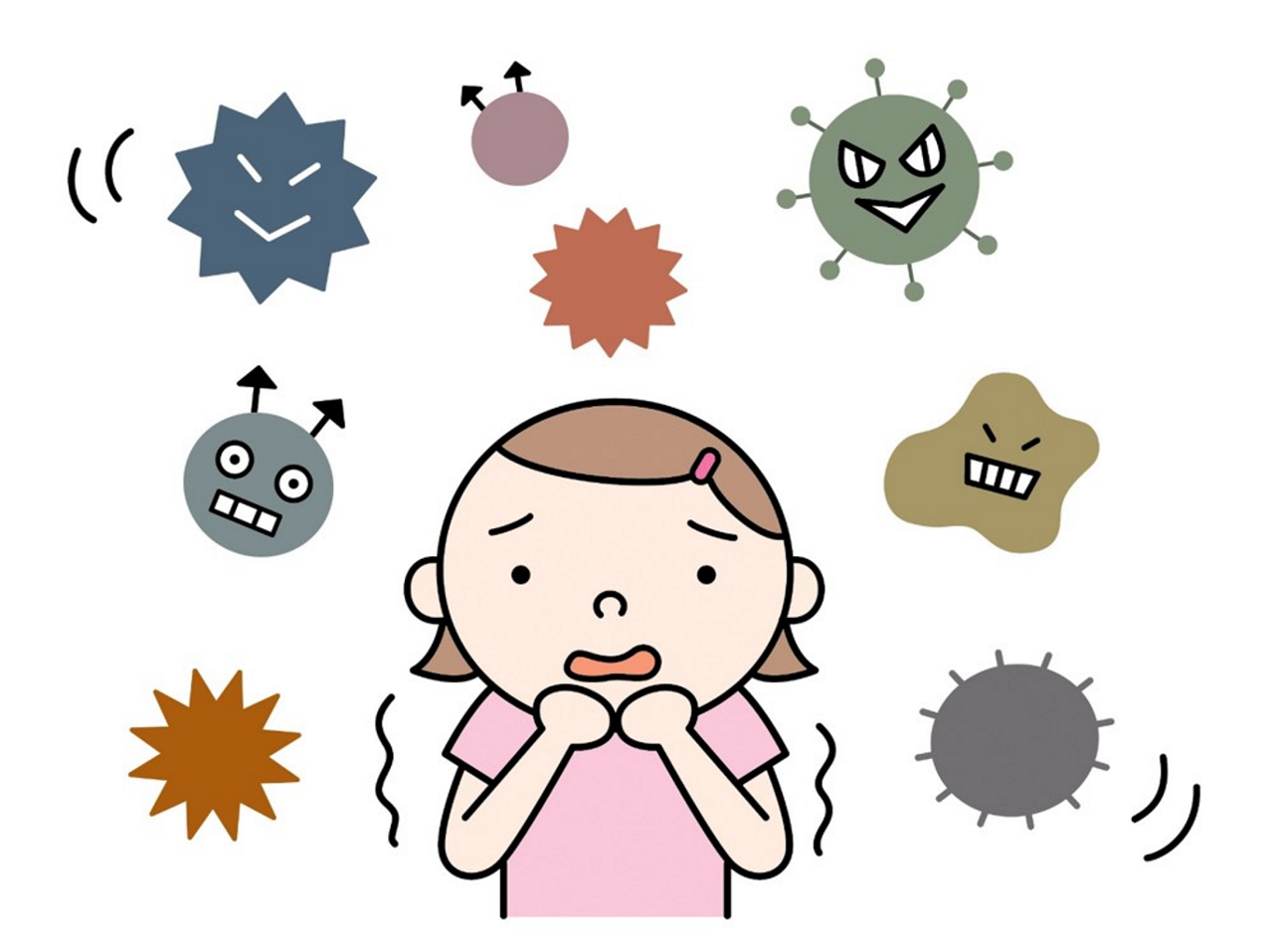 子どもに多い感染症のイメージイラスト。