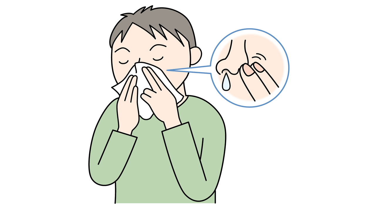 鼻水が気になったら、あまり力を入れずに片方ずつ、かむようにしましょう。