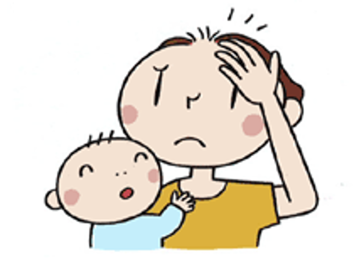 産後の抜け毛を気にするイラスト