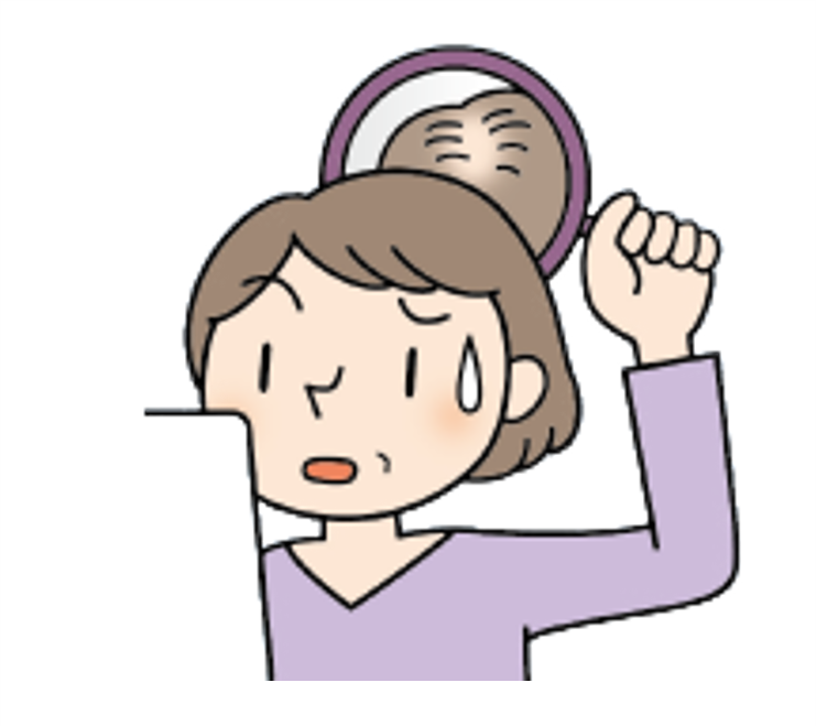 分け目が透けて見えているイラスト