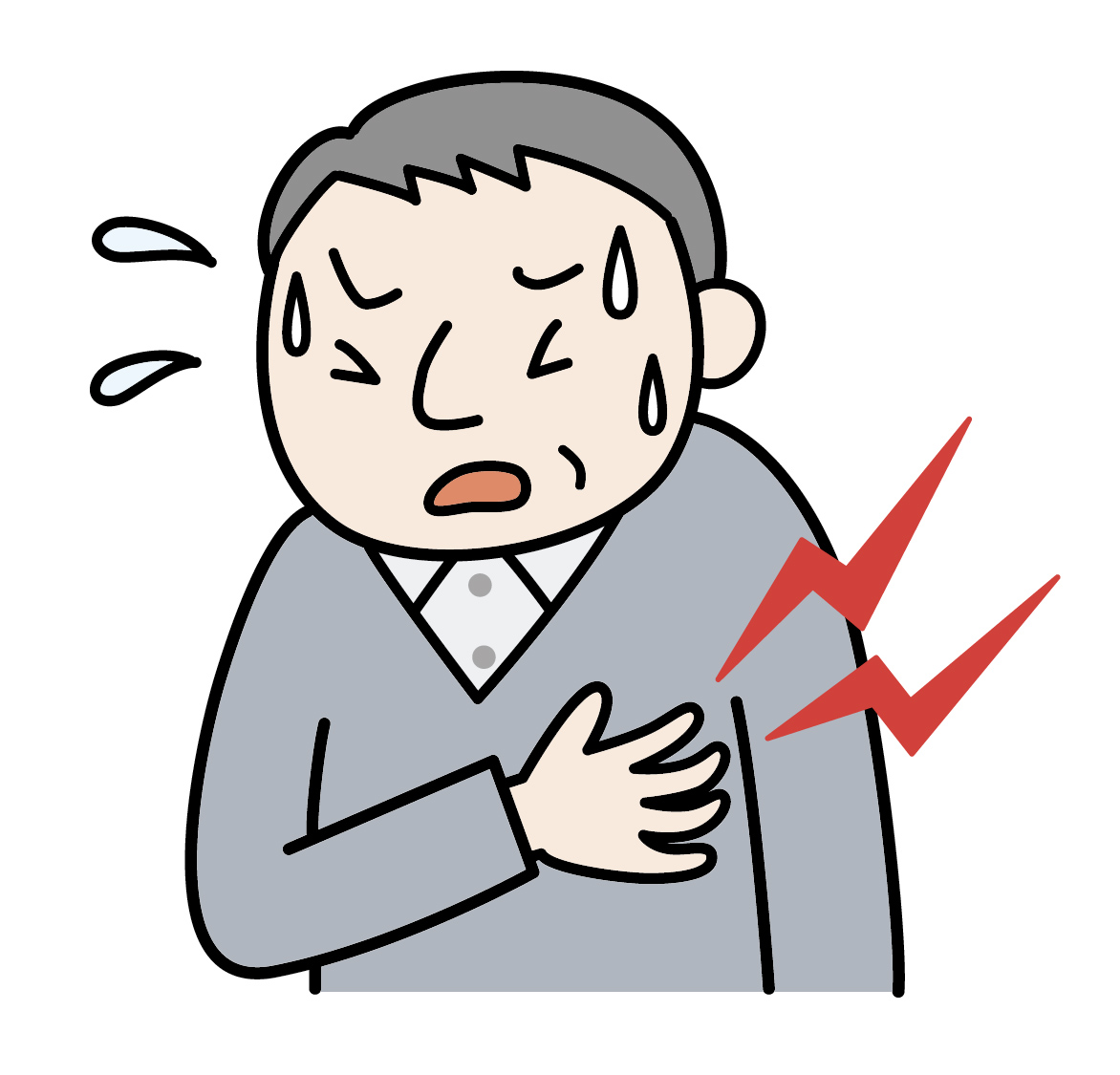 みぞおちが痛む男性のイラスト