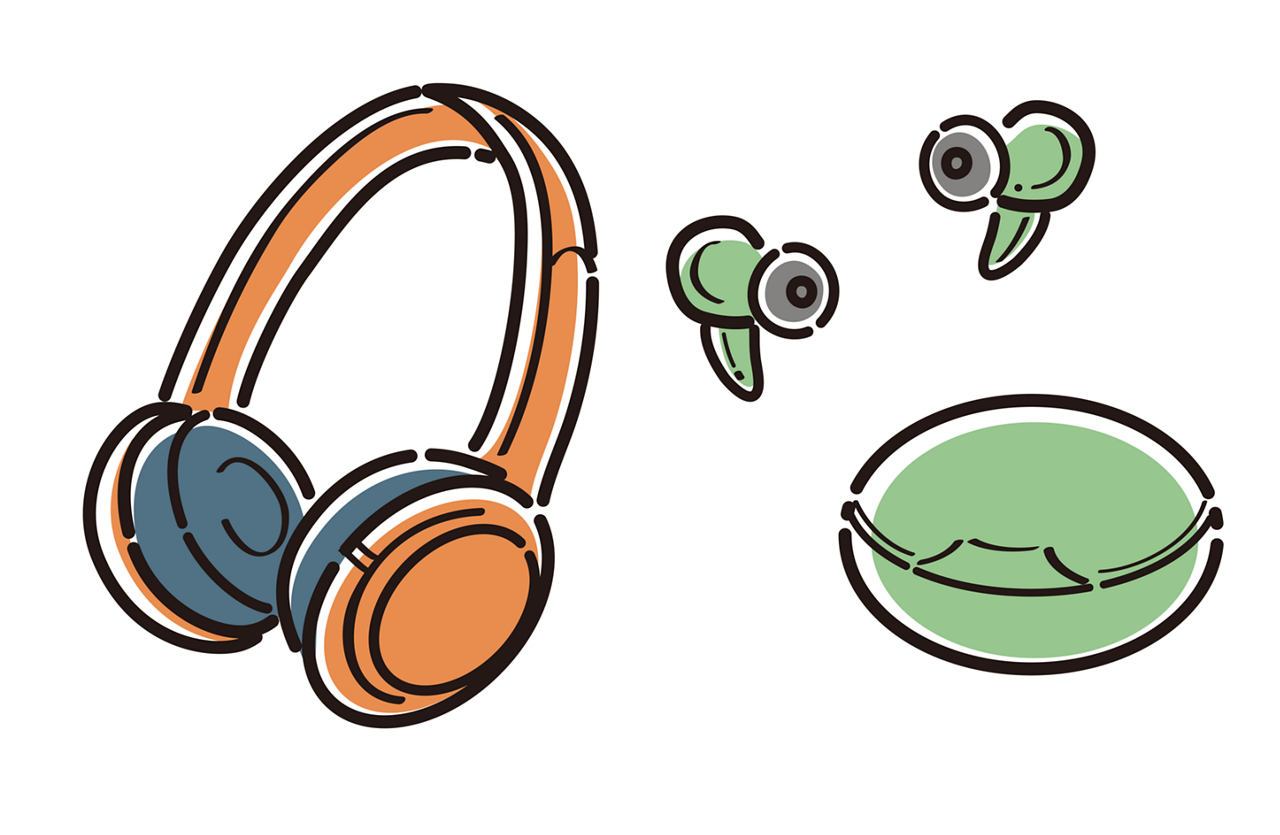 ヘッドホン、イヤホンのイメージイラスト