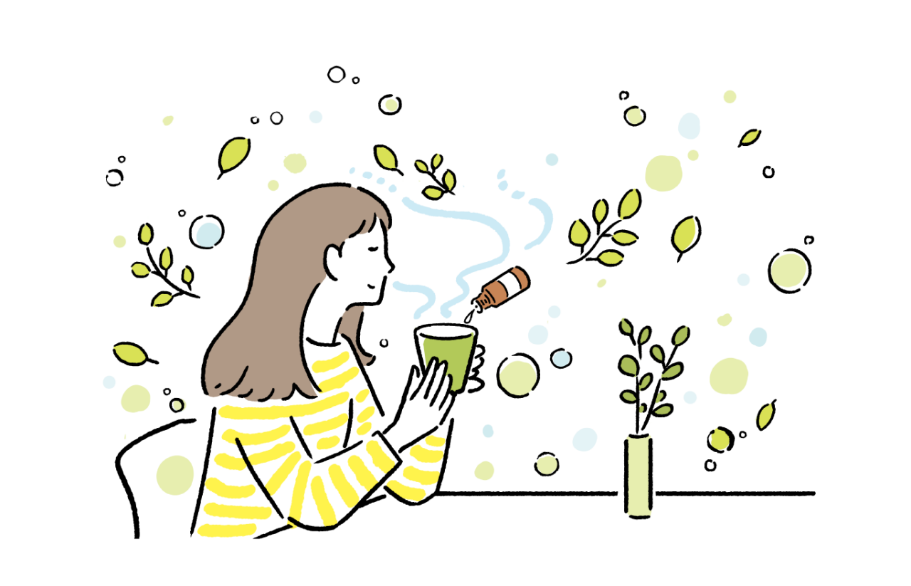 精油（アロマ）の成分を蒸気と共に吸入