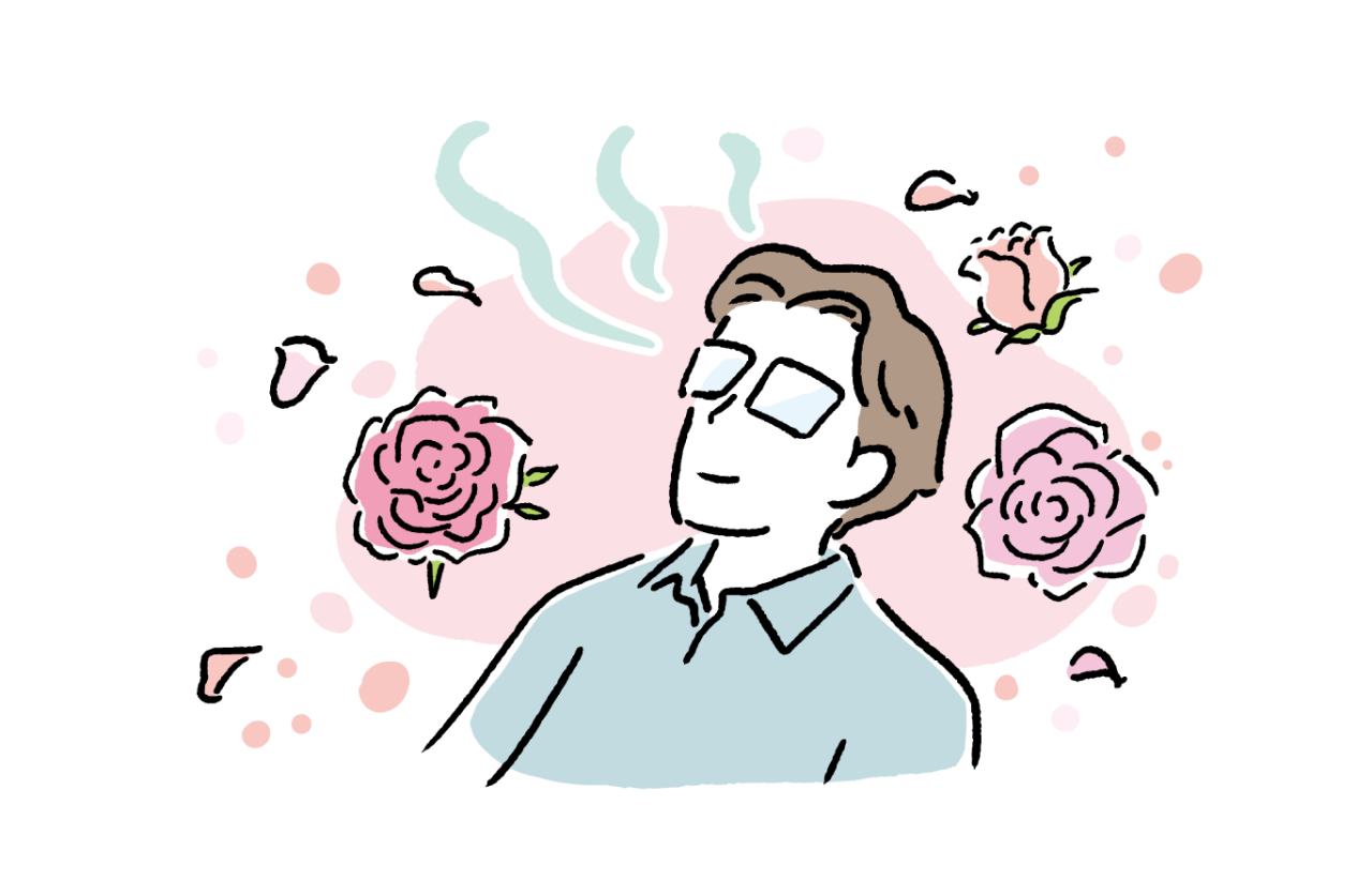 ローズの芳香蒸留水で目を冷湿布