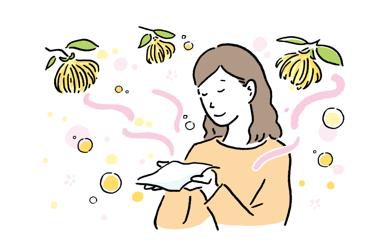 アロマの甘い香りを吸入して心を穏やかに