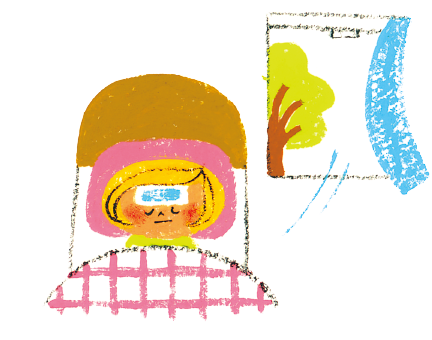 子どもの発熱のケアをするイメージイラスト